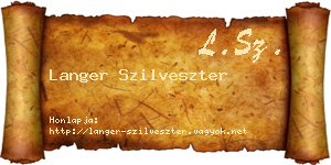 Langer Szilveszter névjegykártya